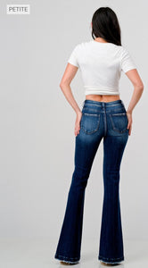 My girl jeans petite distressed mid rise flare