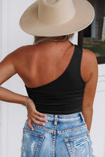 Load image into Gallery viewer, Black one shoulder knot crop top
