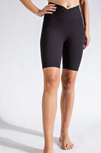 Load image into Gallery viewer, Buttery soft black cross front biker short
