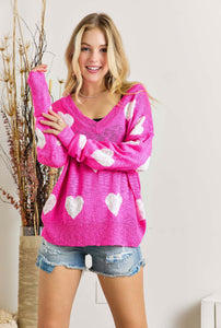 Fuchsia heart sweater