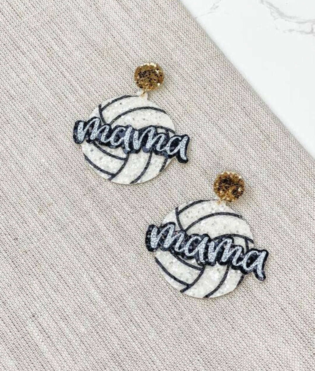 Mama volleyball earrings